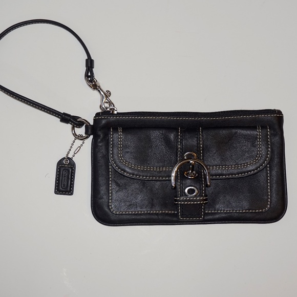 Coach Bags Black Leather Coach Wristlet Poshmark